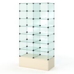 Витрина стеклянная КУБ №135 (без дверок, передняя стенка - стекло), Крем Вайс