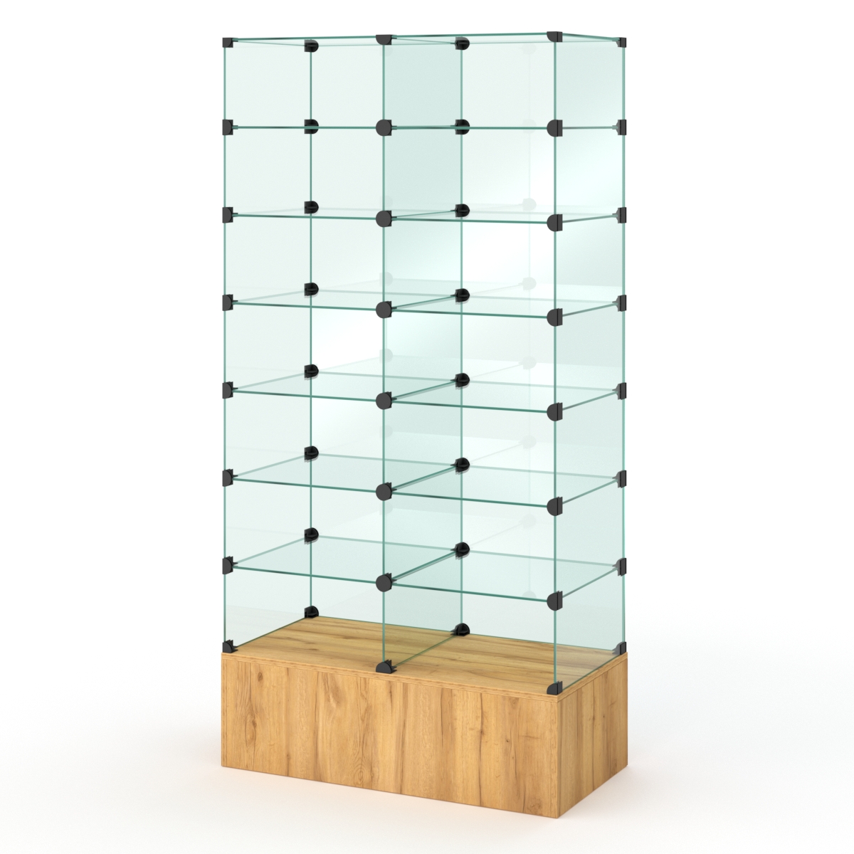 Витрина стеклянная КУБ №135 (без дверок, передняя стенка - стекло), Дуб Золотистый