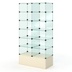 Витрина стеклянная КУБ №609 (без дверок, передняя стенка - стекло), Крем Вайс