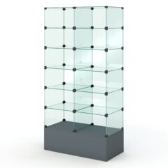 Витрина стеклянная КУБ №609 (без дверок, передняя стенка - стекло), Темно-Серый