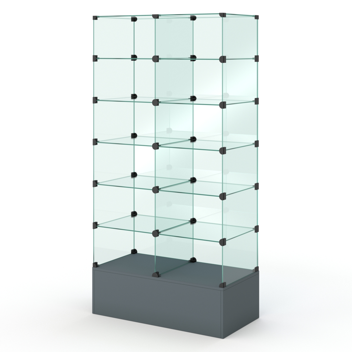 Витрина стеклянная КУБ №609 (без дверок, передняя стенка - стекло), Темно-Серый