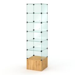 Витрина стеклянная КУБ №610 стаканчик (без дверок, передняя стенка - стекло), Дуб Золотистый