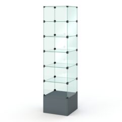 Витрина стеклянная КУБ №610 стаканчик (без дверок, передняя стенка - стекло), Темно-Серый