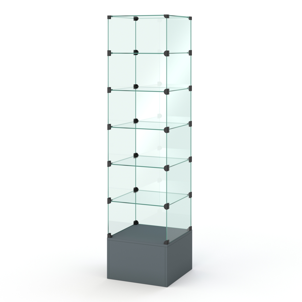 Витрина стеклянная КУБ №610 стаканчик (без дверок, передняя стенка - стекло), Темно-Серый