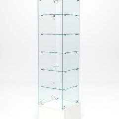 Витрина стеклянная ИСТРА ПОДИУМ №510-Ф (с дверкой, задняя стенка - стекло), Белый