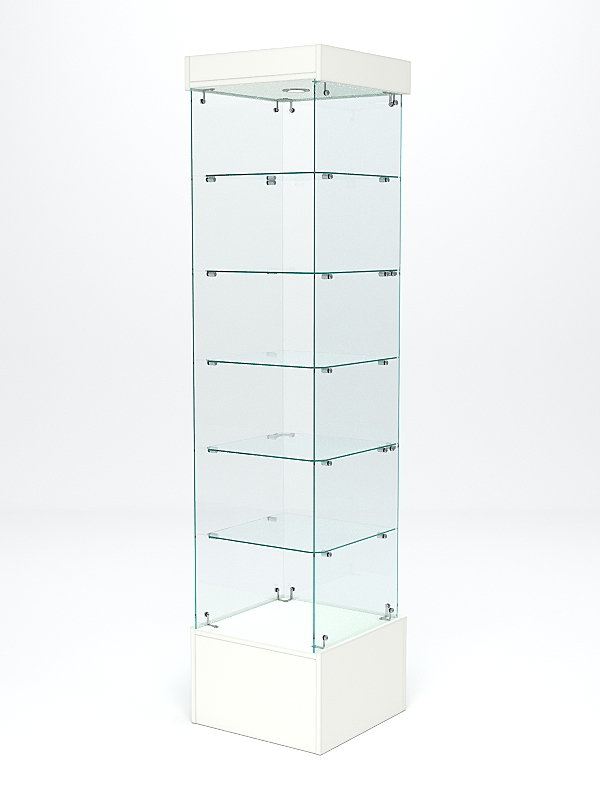 Витрина стеклянная ИСТРА ПОДИУМ №510-Ф (с дверкой, задняя стенка - стекло), Белый