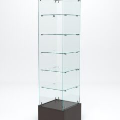 Витрина стеклянная ИСТРА ПОДИУМ №510-Ф (с дверкой, задняя стенка - стекло), Дуб Венге