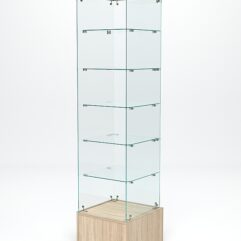 Витрина стеклянная ИСТРА ПОДИУМ №510-Ф (с дверкой, задняя стенка - стекло), Дуб Сонома