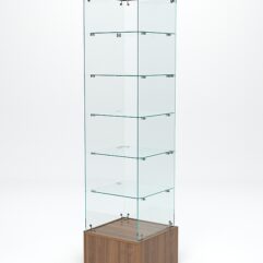 Витрина стеклянная ИСТРА ПОДИУМ №510-Ф (с дверкой, задняя стенка - стекло), Орех