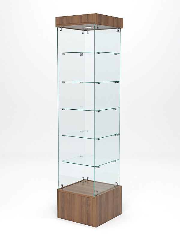 Витрина стеклянная ИСТРА ПОДИУМ №510-Ф (с дверкой, задняя стенка - стекло), Орех