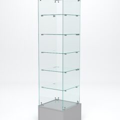 Витрина стеклянная ИСТРА ПОДИУМ №510-Ф (с дверкой, задняя стенка - стекло), Серый