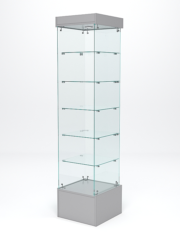 Витрина стеклянная ИСТРА ПОДИУМ №510-Ф (с дверкой, задняя стенка - стекло), Серый