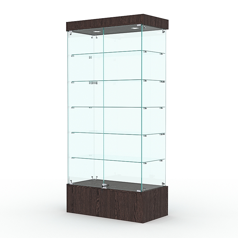 Витрина стеклянная ИСТРА ПОДИУМ №509-Ф (с дверками, задняя стенка - стекло), Дуб Венге