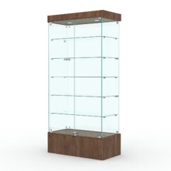 Витрина стеклянная ИСТРА ПОДИУМ №509-Ф (с дверками, задняя стенка - стекло), Орех