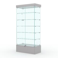 Витрина стеклянная ИСТРА ПОДИУМ №509-Ф (с дверками, задняя стенка - стекло), Серый