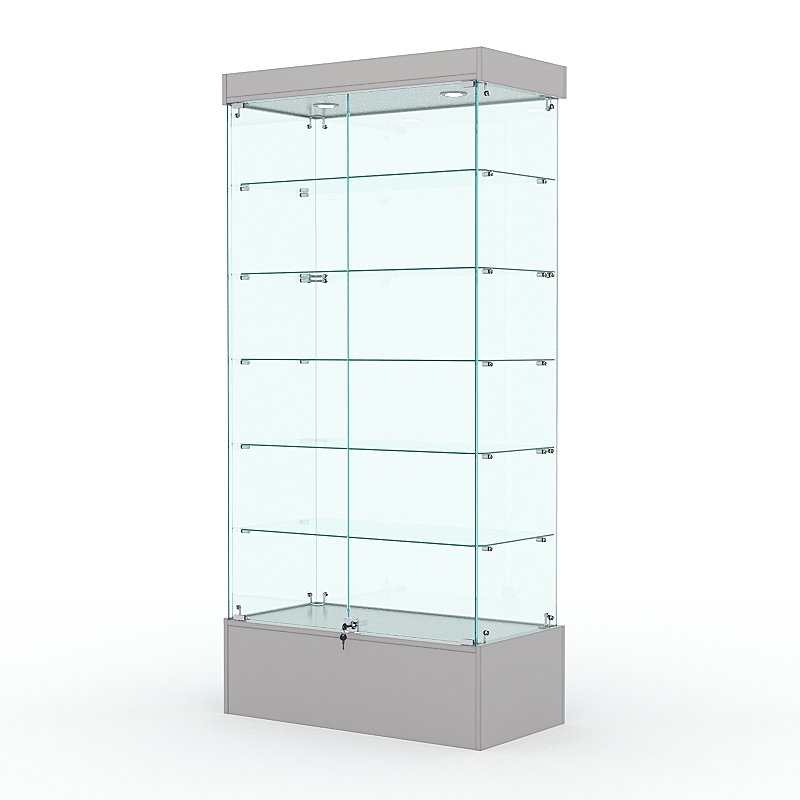 Витрина стеклянная ИСТРА ПОДИУМ №509-Ф (с дверками, задняя стенка - стекло), Серый