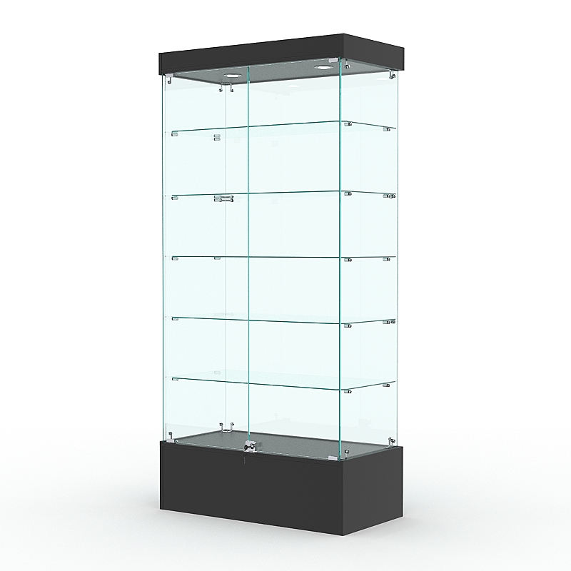 Витрина стеклянная ИСТРА ПОДИУМ №509-Ф (с дверками, задняя стенка - стекло), Черный