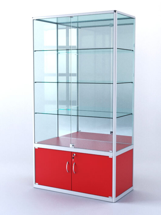 Витрина ПРЯМОУГОЛЬНАЯ №2-500-3 (задняя стенка - зеркало), Красный 0149 BS