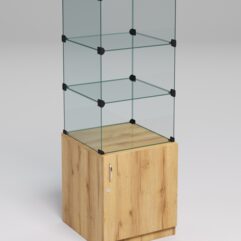 Прилавок КУБ №2 (без стеклянных дверок, передняя стенка - стекло), Дуб Золотистый