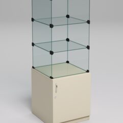 Прилавок КУБ №2 (без стеклянных дверок, передняя стенка - стекло), Крем Вайс