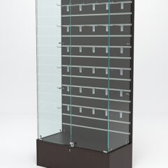 Витрина стеклянная ИСТРА ПОДИУМ №9-ЭП (с дверками, задняя стенка - экономпанель), Дуб Венге