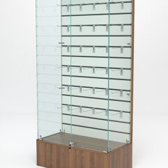 Витрина стеклянная ИСТРА ПОДИУМ №9-ЭП (с дверками, задняя стенка - экономпанель), Орех