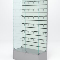 Витрина стеклянная ИСТРА ПОДИУМ №9-ЭП (с дверками, задняя стенка - экономпанель), Серый