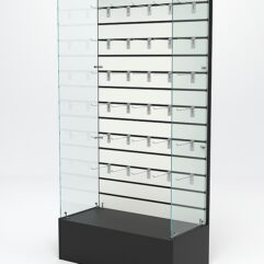 Витрина стеклянная ИСТРА ПОДИУМ №109-ЭП (без дверок, задняя стенка - экономпанель), Черный