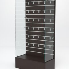 Витрина стеклянная ИСТРА ПОДИУМ №109-ЭП (без дверок, задняя стенка - экономпанель), Дуб Венге