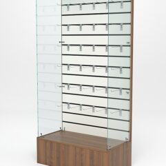 Витрина стеклянная ИСТРА ПОДИУМ №109-ЭП (без дверок, задняя стенка - экономпанель), Орех