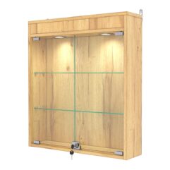 Витрина настенная №1-3А с подсветкой, Дуб Золотистый