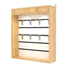 Витрина настенная №1-2В с экономпанелью, без полок, с подсветкой, Дуб Золотистый