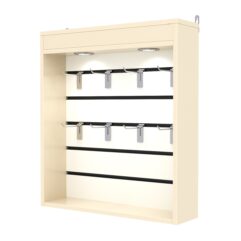 Витрина настенная №1-2В с экономпанелью, без полок, с подсветкой, Крем Вайс