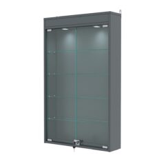 Витрина настенная №2-3А с подсветкой, Темно-Серый