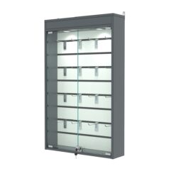 Витрина настенная №2-2Б с экономпанелью и с подсветкой (без полок), Темно-Серый