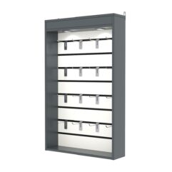 Витрина настенная №2-2В с экономпанелью, без полок, с подсветкой, Темно-Серый