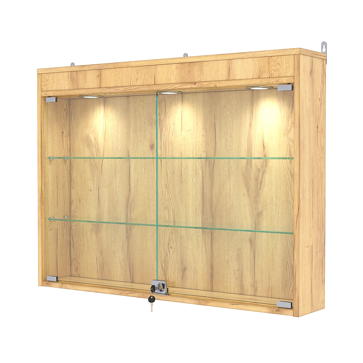 Витрина настенная №3-3А с подсветкой, Дуб Золотистый
