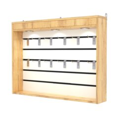 Витрина настенная №3-2В с экономпанелью, без полок, с подсветкой, Дуб Золотистый