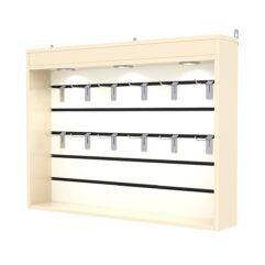 Витрина настенная №3-2В с экономпанелью, без полок, с подсветкой, Крем Вайс