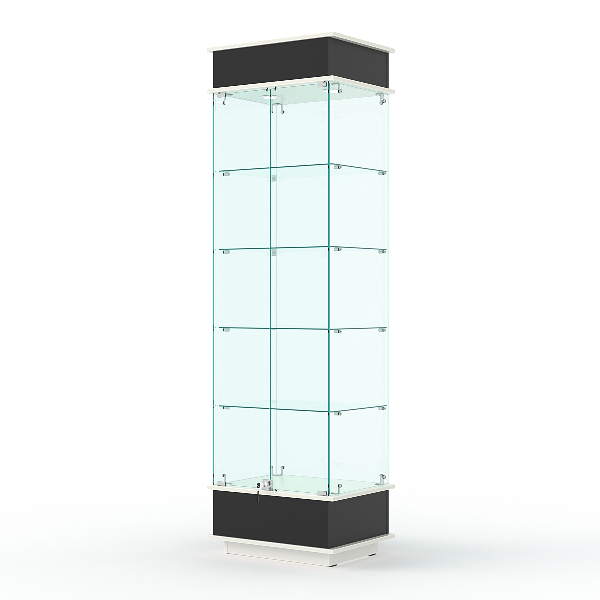 Витрина ФАНТАЗИЯ №2-1 (задняя стенка - стекло), Черный и Белый
