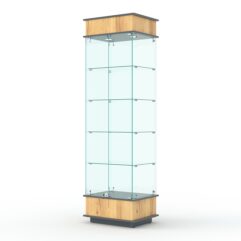 Витрина ФАНТАЗИЯ №2-1 (задняя стенка - стекло), Дуб Золотистый и Темно-Серый