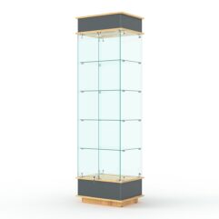 Витрина ФАНТАЗИЯ №2-1 (задняя стенка - стекло), Темно-серый и Дуб Золотистый