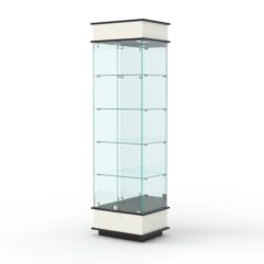 Витрина ФАНТАЗИЯ №2-2 (задняя стенка - зеркало), Белый и Черный