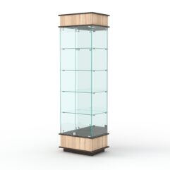 Витрина ФАНТАЗИЯ №2-2 (задняя стенка - зеркало), Дуб Сонома + Дуб Венге