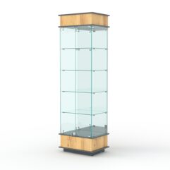 Витрина ФАНТАЗИЯ №2-2 (задняя стенка - зеркало), Дуб Золотистый и Темно-Серый