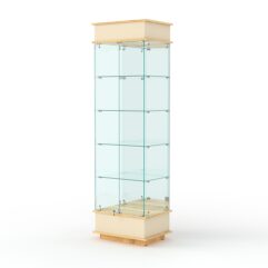 Витрина ФАНТАЗИЯ №2-2 (задняя стенка - зеркало), Крем Вайс и Дуб Золотистый