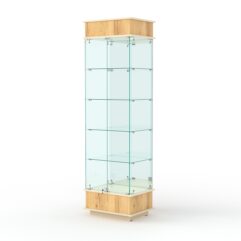 Витрина ФАНТАЗИЯ №2-2 (задняя стенка - зеркало), Дуб Золотистый и Крем Вайс