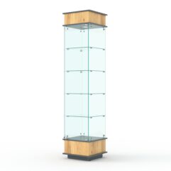 Витрина ФАНТАЗИЯ №3-1 (задняя стенка - стекло), Дуб Золотистый и Темно-Серый