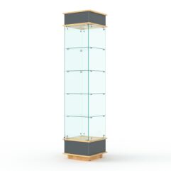 Витрина ФАНТАЗИЯ №3-1 (задняя стенка - стекло), Темно-серый и Дуб Золотистый