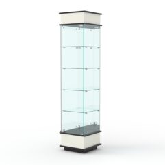 Витрина ФАНТАЗИЯ №3-2 (задняя стенка - зеркало), Белый и Черный